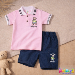 MiniWorld Kids Polo Set – Cute Teddy Summer Outfit (2 Colors)