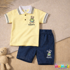 MiniWorld Kids Polo Set – Cute Teddy Summer Outfit (2 Colors)