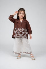 Girls Plain Poplin Cotton Embroidered Suit (Sizes 18–28)