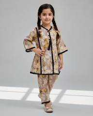 Girls 2 Pcs Printed Cotton Outfit – Button Dori Design