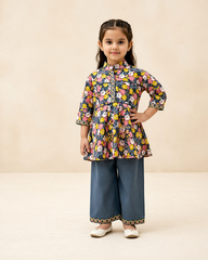 Girls Printed Cotton Kurti Set – Stylish 2 Piece Outfit for Kids