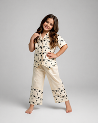 Girls Cream Embroidered Co-Ord Set – Soft Poplin Fabric