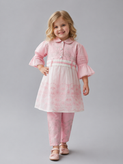 Kids Embroidered Lawn Suit – Pink & Blue
