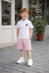 MiniWorld Kids Polo Set – Cute Teddy Summer Outfit (2 Colors)