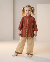 Girls Embroidered Cotton Lawn Dress Set – Kurti with Trouser