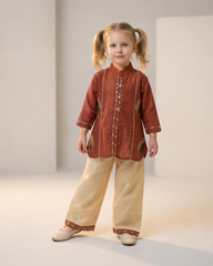 Girls Embroidered Cotton Lawn Dress Set – Kurti with Trouser