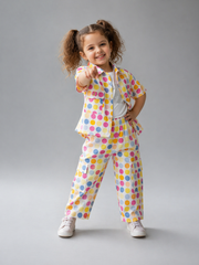 Girls Polka Dot Printed Cotton Co-ord Set with Inner – Kids Casual Outfit