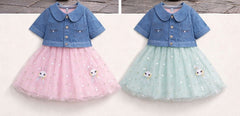 Girls Jeans Courty China Net Frock with Tides (2 Colors)
