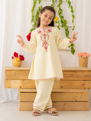 Girls Embroidered 2 Piece Eastern Suit (6–8 Years) | Cotton Kurti & Trouser Set
