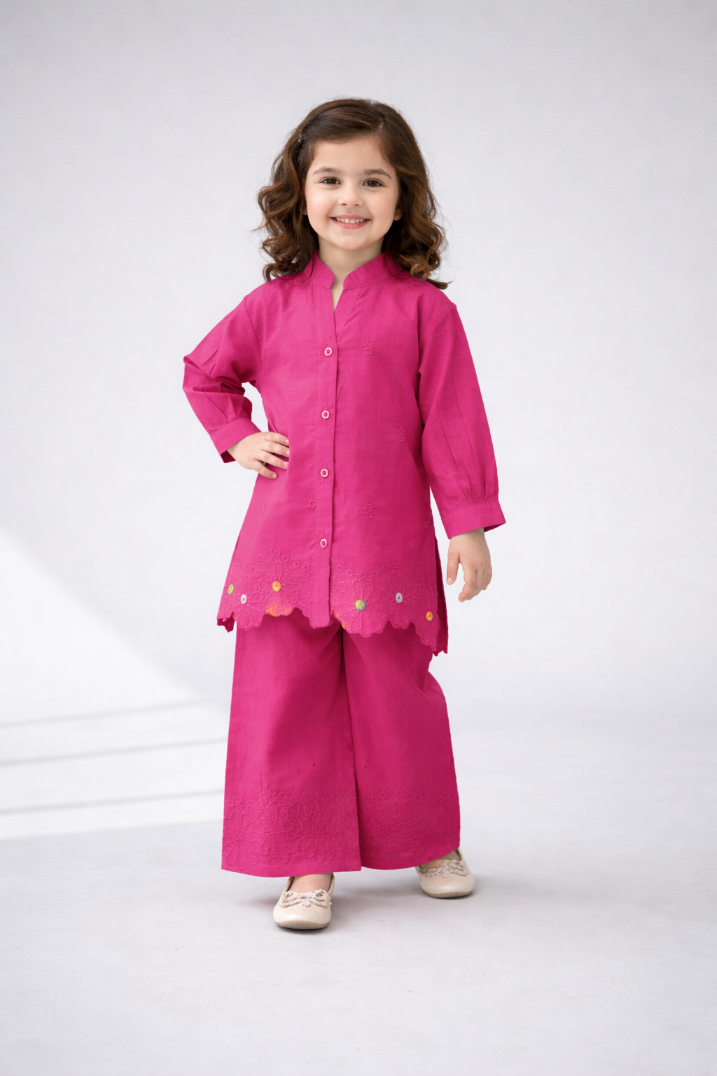 Girls Embroidered Suit – Kaya Cutting Work