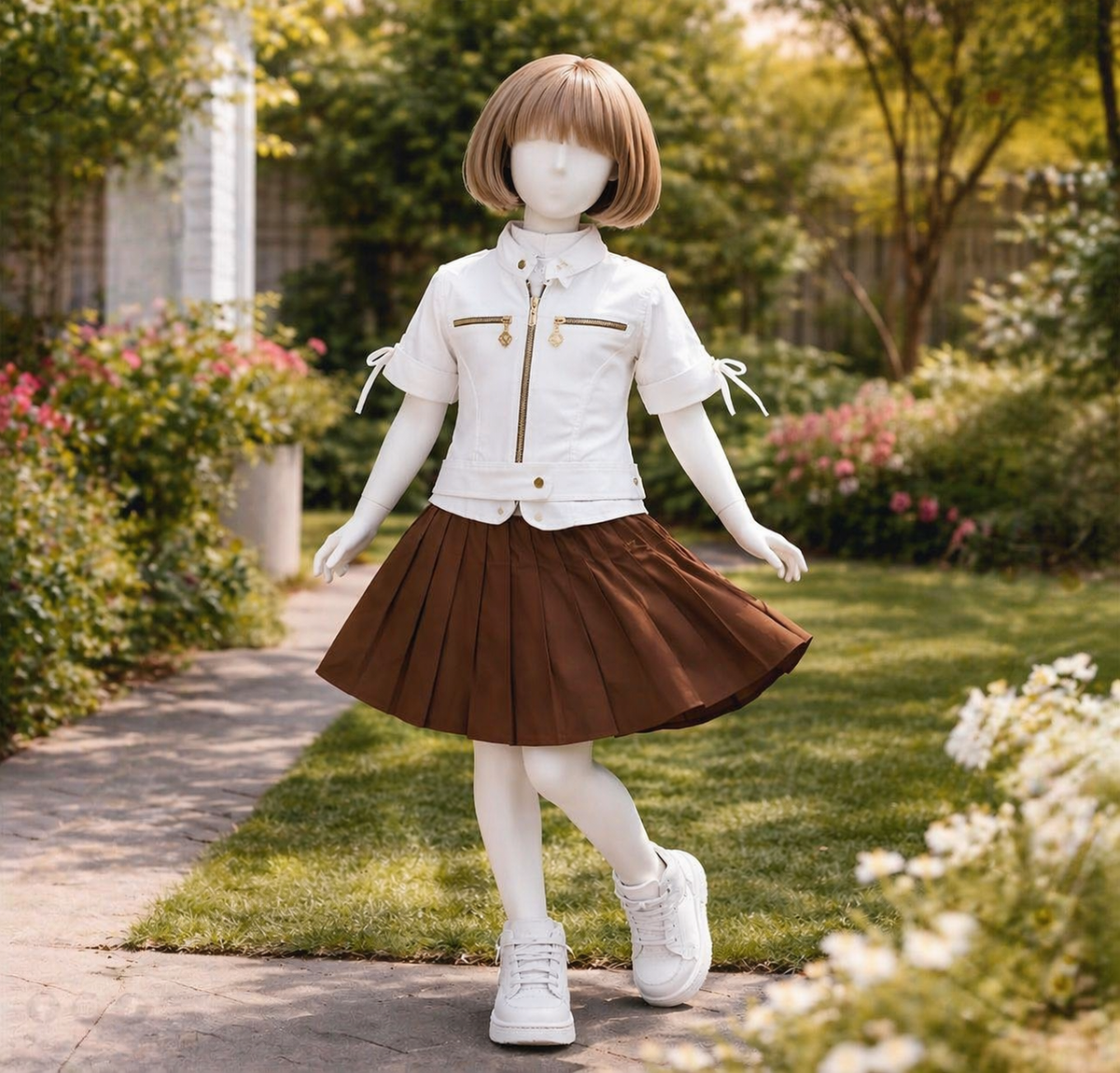 Girls Premium 3 Pcs Outfit – Cotton Skirt with Fancy Jacket Set