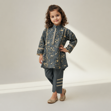 Girls Printed Cotton Kurti Set – 2 Pcs Outfit | Embroidered Design |