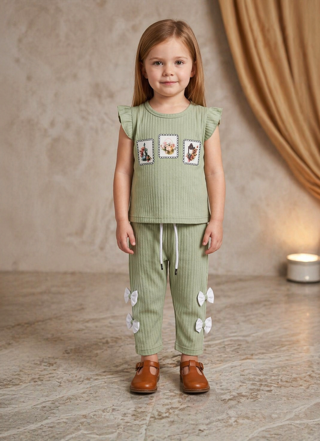 Girls 2 Pcs Cute Princess Outfit – China Yarn Cotrai Fabric