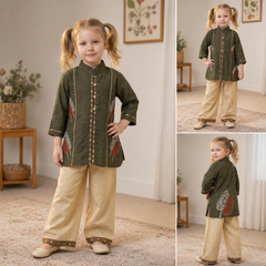 Girls Embroidered Cotton Lawn Dress Set –  Kurti with Trouser