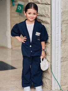 Kids 3 Piece Casual Co-Ord Set (6–8 Years) | T-Shirt, Cardigan & Wide Leg Pants