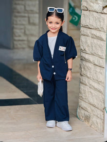 Kids 3 Piece Casual Co-Ord Set (6–8 Years) | T-Shirt, Cardigan & Wide Leg Pants