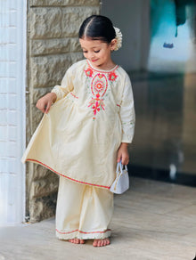 Girls Embroidered 2 Piece Eastern Suit (6–8 Years) | Cotton Kurti & Trouser Set