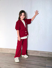 Kids 3 Piece Casual Co-Ord Set (6–8 Years) | T-Shirt, Cardigan & Wide Leg Pants
