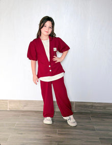 Kids 3 Piece Casual Co-Ord Set (6–8 Years) | T-Shirt, Cardigan & Wide Leg Pants
