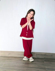 Kids 3 Piece Casual Co-Ord Set (6–8 Years) | T-Shirt, Cardigan & Wide Leg Pants