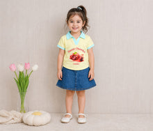 Girls Sweet Cherries Top with Denim Skirt – Lycra Jersey Kids Outfit Set