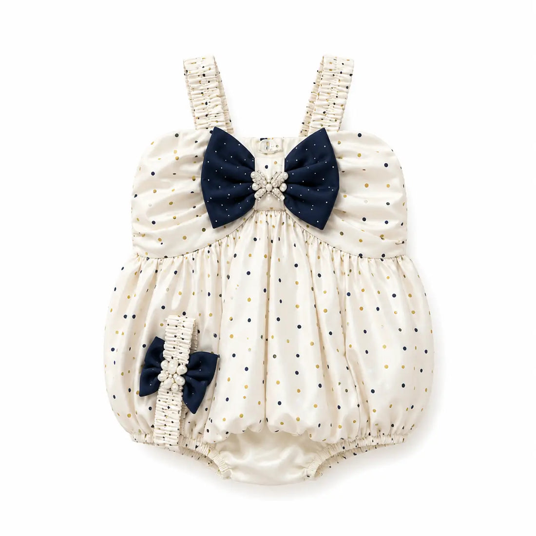 Baby Girls Polka Dot Top with Cloth Nappy & Headband Set