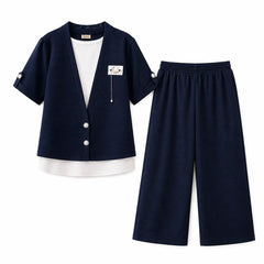 Boys 3 Piece Casual Co-Ord Set (4–7 Years) | T-Shirt, Cardigan & Wide Leg Pants